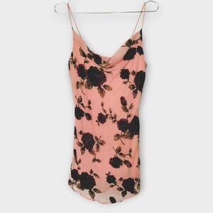 Charlotte Russe Slip Dress Sz S Burnt Velvet Floral Chiffon Peach Strappy Mini